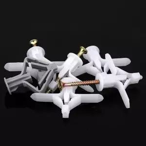 100Pcs M4 나사 커튼 석고 보드 벽 파이프 플러그 항공기 확장 앵커 볼트 액세서리와 플라스틱 토글