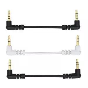 짧은 10cm 3.5mm AUX 케이블 남성 스테레오 오디오 90도 2 직각 3/4 극 골드 자동차 MP3/MP4