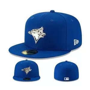 New Era 뉴에라 토론토 블루제이스 블루 피티드 햇 메탈릭 실버 배지 팀 로고 캡