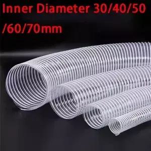 1 미터 내경 30/40/50/60/70mm 흰색 투명 PVC 튜브 먼지 흡입 진공 배기 호스 파이프 공기