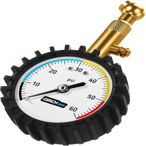 자동차용 타이어 압력 게이지 - 대형 다이얼 번호 및 360 회전 척 정확한 공기압 60 PSI