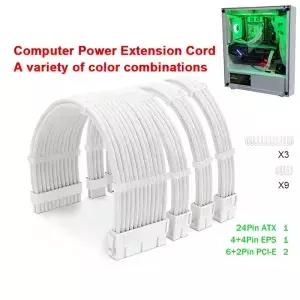 300mm PSU 익스텐션 케이블 18AWG 전원 코드 4 키트 마더보드 ATX 24 핀 G PCIE 6 2 8 C EPS