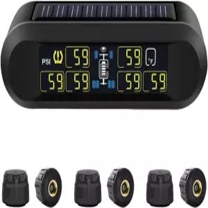 B-Qtech 타이어 공기압 모니터링 시스템 RV 솔라 무선 TPMS 고휘도 트레일러 트래블 모터홈 0~199PSI 6개