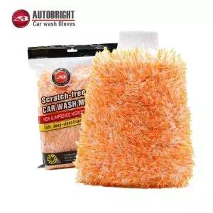 AUTOBRIGHT 세차 장갑 청소 세탁 미트 여분의 두꺼운 오렌지 양면 화이버 액세서리