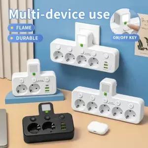 EU 소켓 플러그 콘센트 5구 전기 연장 코드 없음 USB 타입C 포트 두 가지 사양