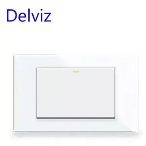 Delviz 16A 벽 조명 스위치 120mm*72mm 흰색/검정색 강화 크리스탈 유리 패널 AC 110V250V 1 갱 2 방향