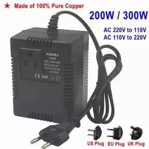 전원 변압기 전압 조정기 220V 110V 변환기 스텝 다운 220 110 EU 영국 플러그 반전 200W 300W