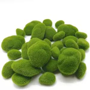 TIHOOD 30 PCS 3 사이즈 인조 이끼 바위 장식 녹색 공 돌 덮임 꽃꽂이용 가짜 요정 정원 및 공예품