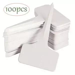 50/100pcs 흰색 플라스틱 PVC 식물 T 형 태그 마커 보육 정원 레이블 묘목 트레이 냄비 장식 6x10cm