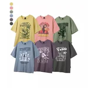 GROOVE RHYME 피그먼트 애니멀 그래픽 반팔 티셔츠 (6COLOR) (LRBMCTR700M)