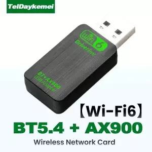 새로운 AX900 USB WiFi 6 Bluetooth 5.4 어댑터 2in1 동글 듀얼 밴드 2.4G 및 5GHz 네트워크 무선 Wlan