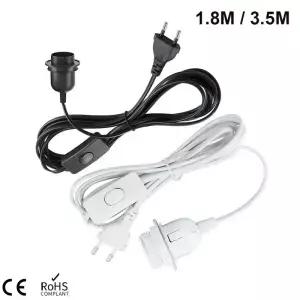 1.8m 3.5m 6m 전원 코드 케이블 E26 E27 스위치 와이어가있는 절반 램프베이스 홀더 펜던트 Led 전구 고정