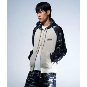 THRASHER 플레임 워시드 트랙 후드집업 그레이지