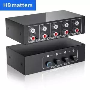 RCA AUX 오디오 스위처 4IN1 양방향 스위치 선택기 3.5mm L/R 4X1 또는 1입력 4출력