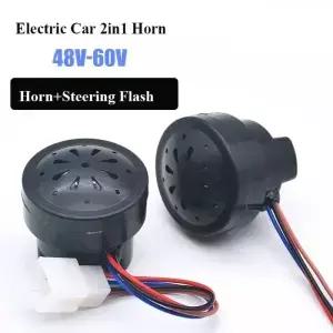 전기 자동차 경적 LED 4 와이어 스티어링 부저 플라스틱 후진 음성 자전거 액세서리 2 인 1 48V 60V