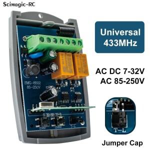 433.92MHz 범용 차고 문 원격 제어 수신기 AC DC 7-32V 85-250V 스위치 모듈 2CH 433 롤링 코드 순간 토글