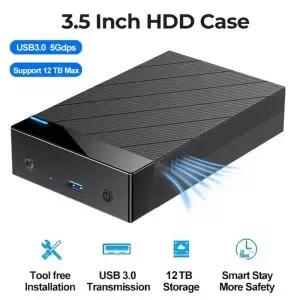 3.5/2.5인치 HDD 케이스 USB 3.0 SATA 외장 하드 드라이브 리더 12TB 인클로저 노트북용 고속 어댑터