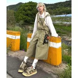 CARGOBROS FOR WOMAN 아웃 포켓 아메카지 점프수트 투피스 오버롤 셋업 카키 CBW26SS1102 3402700