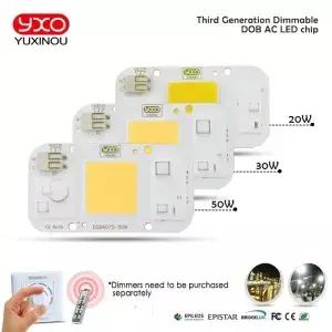 YXO YUXINOU DOB LED COB 칩 50W 40W 30W 20W 10W AC 220V 필요 없음 드라이버 스마트 IC 전구 램프 DIY