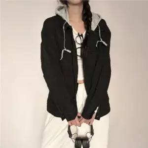 친절한탄씨 여성용 루즈핏 후드 데님 자켓 두 가지 컬러 청재킷 베이직청자켓 데님자켓 후드데님자켓