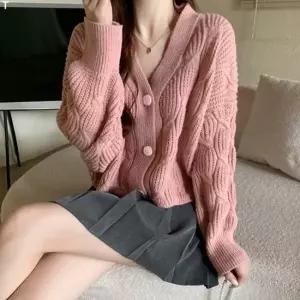 친절한탄씨 2컬러 여성 꽈배기 가디건 LK-G012 기본 가디건