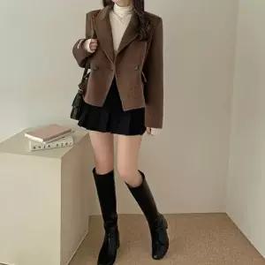 친절한탄씨 군더더기 없는 미디 더블버튼 자켓 깔끔한 카라 코트 자켓 코트 여성자켓 여성코트
