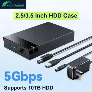 케비두메이 2.5/3.5인치 HDD 케이스 5Gbps USB3.0 인클로저 SATA to 외장 하드 드라이브 어댑터 10TB 박스
