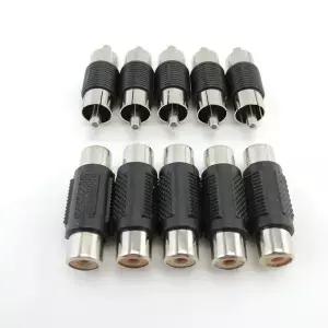 5pcs RCA 여성여성 잭 플러그 커넥터 어댑터 남성남성 비디오 오디오 연장 코드 케이블 변환기