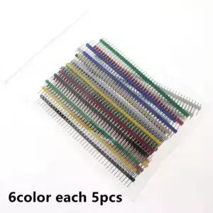 30PCS 40 핀 깨지기 쉬운 헤더 2.54mm 단일 행 남성 커넥터 키트 Arduino 용 PCB 스트립 검정색 흰색
