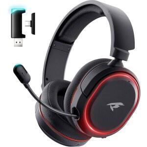 무선 게이밍 헤드셋 7.1 서라운드 사운드 2.4GHz USB 헤드폰 블루투스 5.4 100시간 노이즈 캔슬링 마이크 RGB 라이트 PC PS5 PS4 Mac 스위치용 Xbox 전용 유선 모드 수트