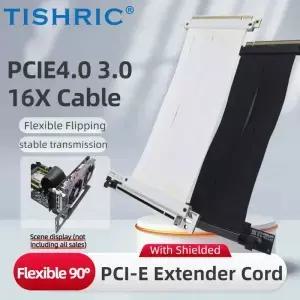 TISHRIC PCIE 4.0 3.0 X16 라이저 케이블 20/30/40/60CM 28AWG PE 차폐 고속 유연 90도 ° 비디오 그래픽