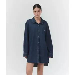 FORTYFOUR 오버핏 리넨 데님 셔츠원피스 오버핏원피스 3417492