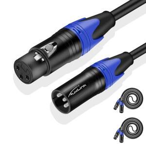 AUXLINK 25피트 XLR 케이블 2팩 - 마이크 스피커 라디오 방송국용 균형 잡힌 스피커 및 마이크