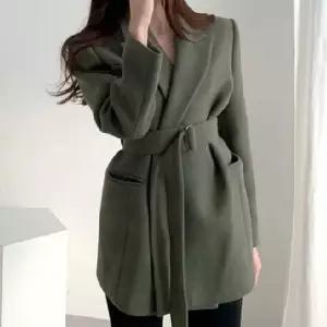 친절한탄씨 여성 허리벨트 모직 랩스타일 코트 아우터 모직랩코트 여성벨트코트 랩스타일코트