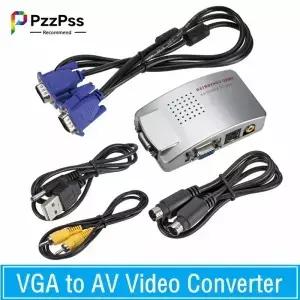 PzzPss PC 변환기 상자 VGATV RCA 신호 어댑터 비디오 스위치 복합은 컴퓨터 용 NTSC PAL을 지원