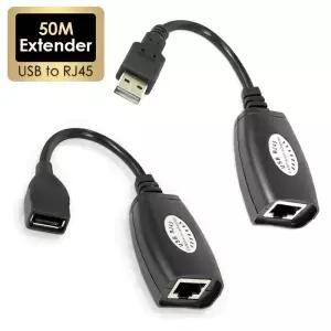 1 쌍 USB to RJ45 LAN 이더넷 연장 케이블 어댑터 Cat5E/6 코드 컴퓨터 액세서리를 통한 50M 거리 확장기