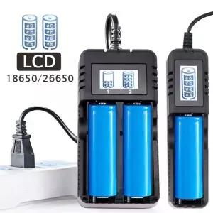 LCD 18650 배터리 충전기 듀얼 26650 14500/16340 충전용 4.2V 충전식 1/2 슬롯