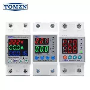 TOMZN Din 레일 듀얼 디스플레이 조절 가능 과전압 전류 보호 장치 릴레이 40A 63A 80A 100A 220V 230V