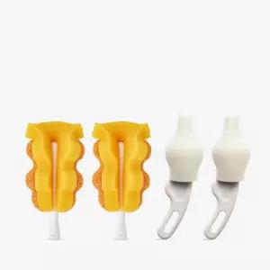 더블하트 모유실감 전용 젖병 스펀지 브러시 젖꼭지 리필 2+2 (젖병 2개+젖꼭지 브러시(2입) 1개)