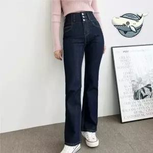 스타일리시 하이웨스트 슬림 부츠컷 청바지 버튼 여성청바지 여성데님팬츠 데님바지