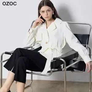 [오조크(OZOC)] 샤벳쇼룸 숏 트렌치 자켓 (택가격: 149000원)