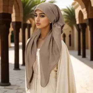 코튼 인스턴트 이슬람 Hijab 내부 랩 언더캡 삼각형 스카프 Hijab 이슬람 터번 보닛 부드러운 머리띠 모자