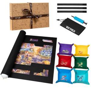 텍톡 3000 PC 직소 퍼즐 매트 6개의 펠트 분류 트레이 고용량 디자인 핸드 펌프가 있는 섬세한 포장 상자에 롤업 3000 2000 1500 1000 500개의 조각 보관