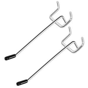 CAEYPOAR 페그보드 후크 걸이용 25팩 4인치 8인치 금속 페그보드 차고 상점 사무실 공예 조직 주방 실버 후크