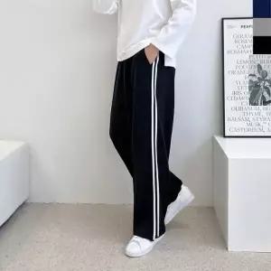 남성 커플 트레이닝 두줄 트랙 와이드 팬츠 이지웨어 캐주얼바지