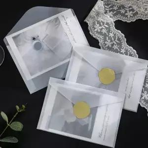 50pcs 11x16cm 결혼식을위한 반투명 봉투 120g 종이 초대장 비즈니스 문구 용품 보관 가방