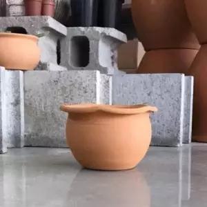 이 황토빛 평턱항아리 15x11cm 토분 원예 장식 화분