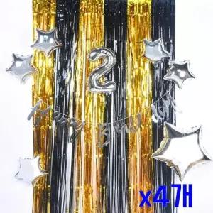 [RIZPICK]파티 커튼 배경 골드 웨딩 실버 생일 블랙 쉬머 로즈