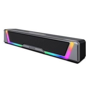 BLUEDEE 데스크탑 PC용 컴퓨터 스피커, 다이나믹 USB 있는 유선 게이밍 AUX 바, RGB 조명이 플레이 인라인 PC 제어 노트북용 데스크톱용 앤 플러그 사운드 3.5MM 스피커 PC,