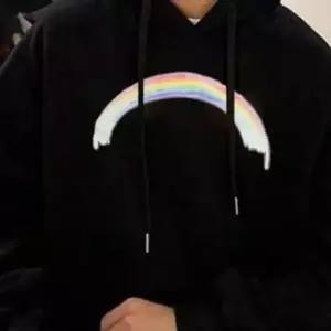 기모 도톰한 프린팅 레인보우 후드티 티셔츠